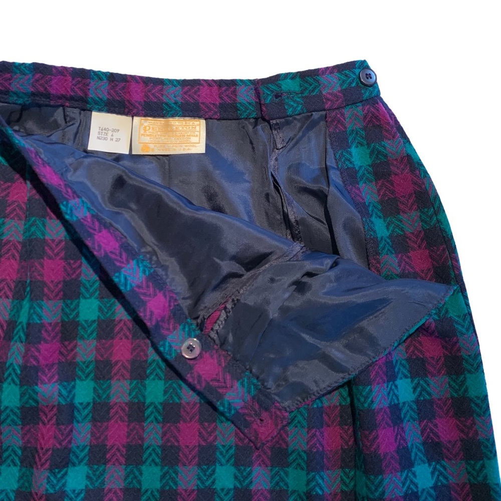 Pendleton | Vintage Virgin Wool Checked Midi Skir… - image 8